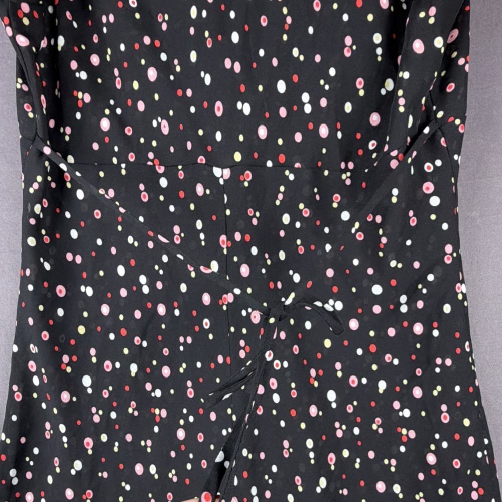 Speechless 11 A-Line Dress Black Polka Dot Ruffle Flutter Sleeve Collared - Picture 13 of 13